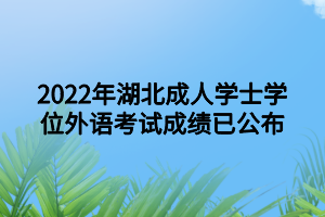 2022年湖北成人學士學位外語考試成績已公布
